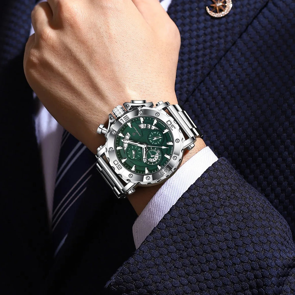 Poedagar 892 Luxury Men Watches Business Stainless Steel Bracelet Reloj Waterproof Luminous Chronograph Quartz Watch for Men