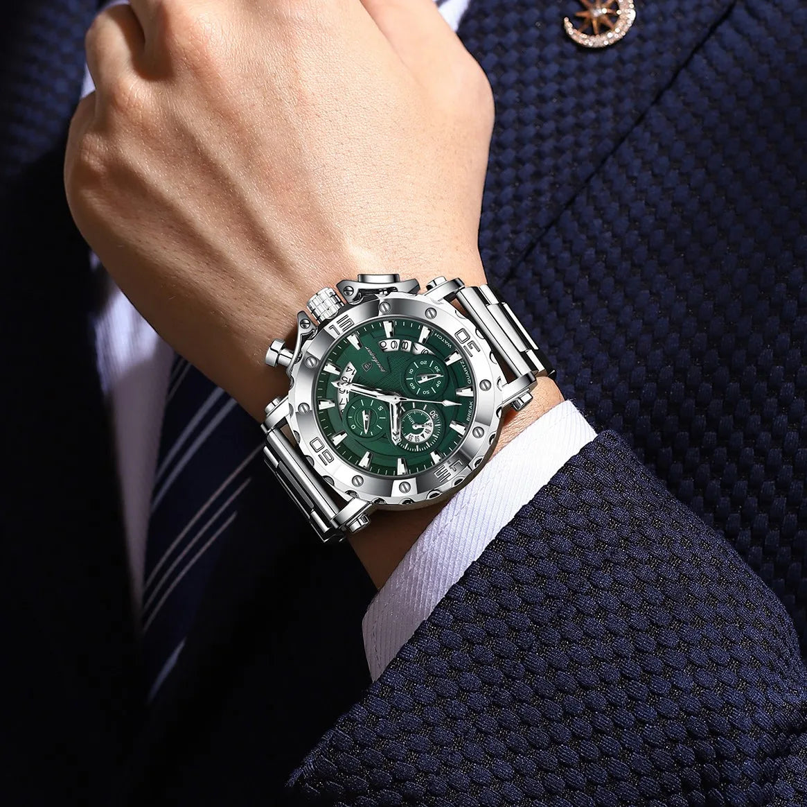 Poedagar 892 Luxury Men Watches Business Stainless Steel Bracelet Reloj Waterproof Luminous Chronograph Quartz Watch for Men