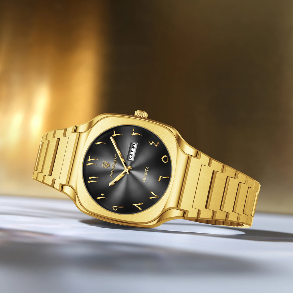 Poedagar 616 Men's Luxury Watch Classic Arabic Dial Quartz Watches Montre Waterproof Stainless Steel Business Wristwatch for Men
