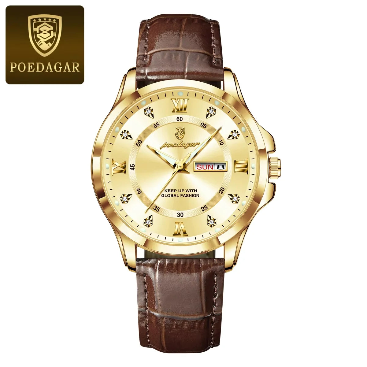 Poedagar 855 New Arrivals Waterproof Mens Watch Waterproof Luminous Quartz Watches Luxury Leather Watch for Men