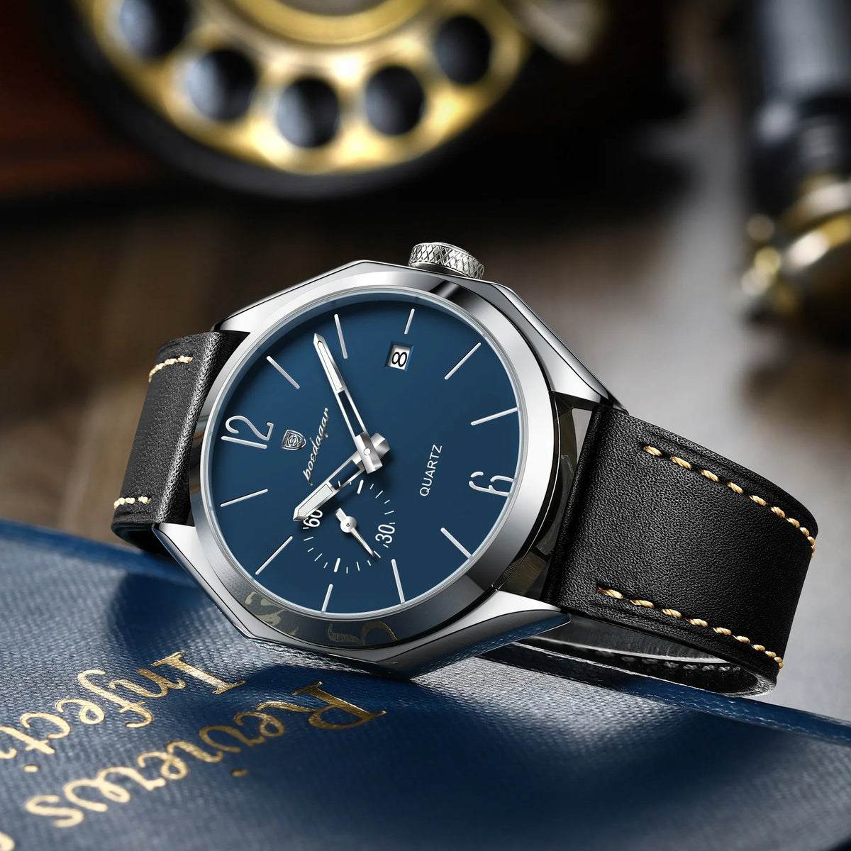 Poedagar 689 Luxury Geometric Dial Mens Quartz Watch Waterproof Leather Strap Casual Relogio Masculino Fast Dispatch Wholesale