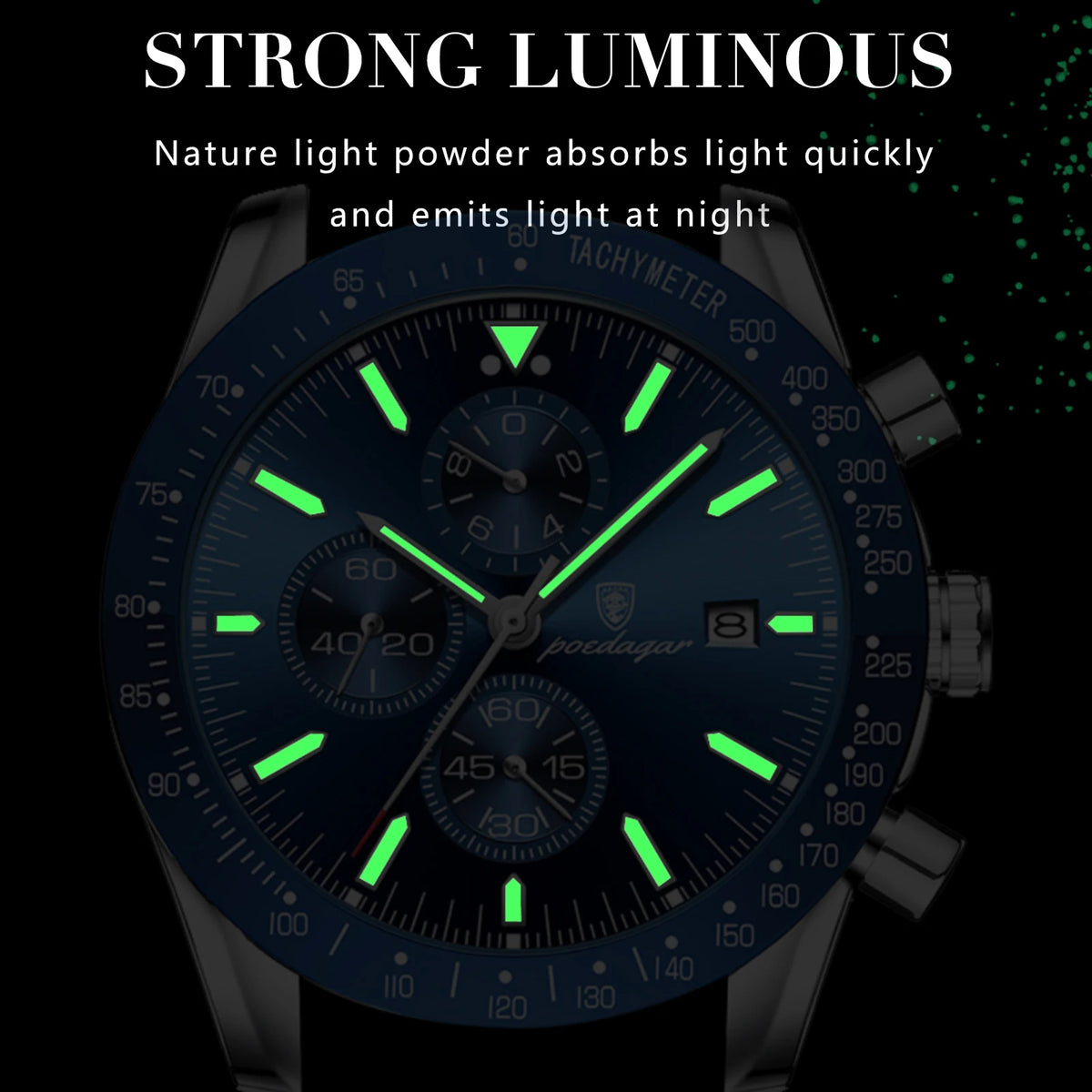 Poedagar Fashion Waterproof Watches Men Wrist Luminous Calendar Quartz Watches Stainless Steel Watch for Men