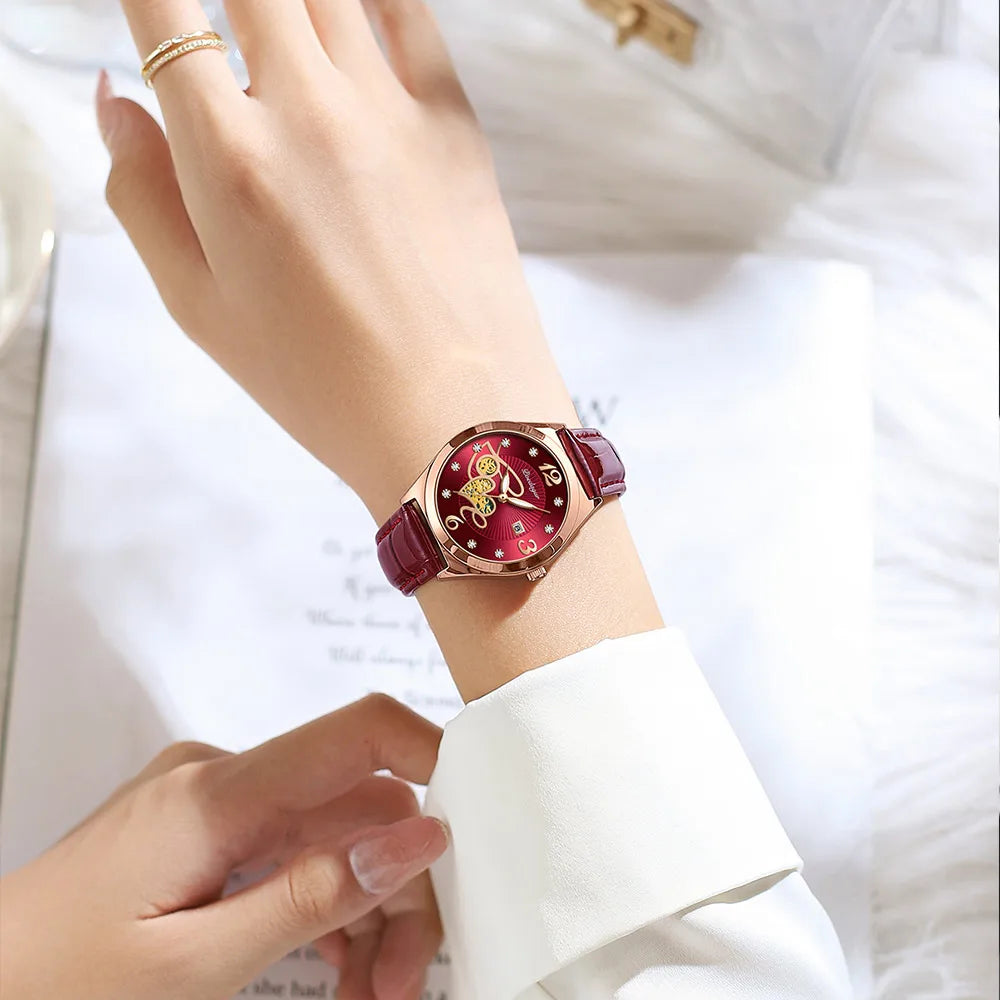 Poedagar Waterproof Luminous Ladies Watch Diamond Luxury Casual Quartz Watches Leather Watches Women Wrist Calendar Clock