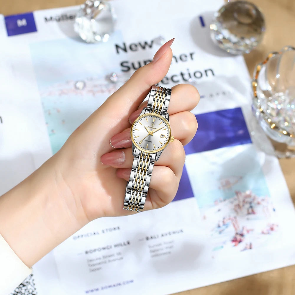 Poedagar Wholesale Direct Sales Ladies Watch Luminous Waterproof Quartz Watches Luxury Stainless Steel Watch Womenfor Girls