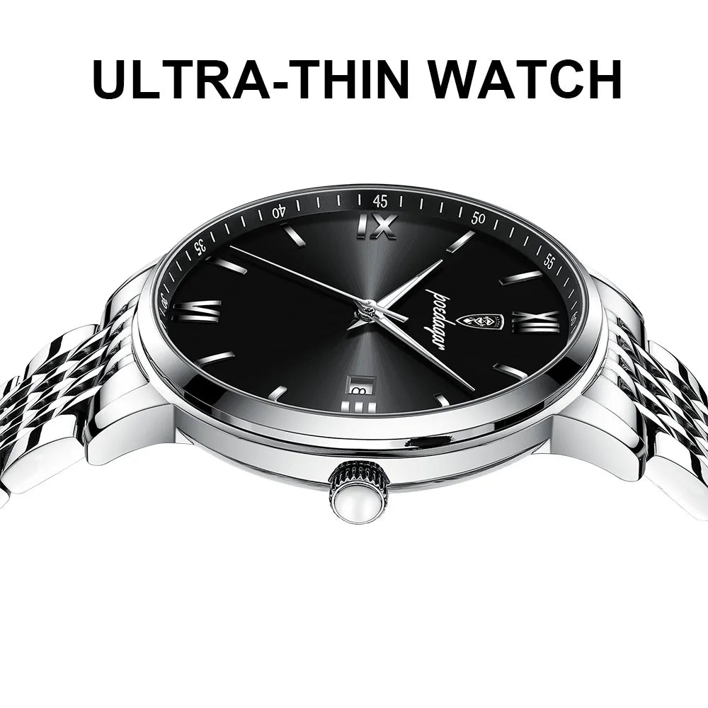 Poedagar Wholesale Price Montre Homme Luxury Stainless Steel Men Watch Calendar Waterproof Quartz Watch for Men