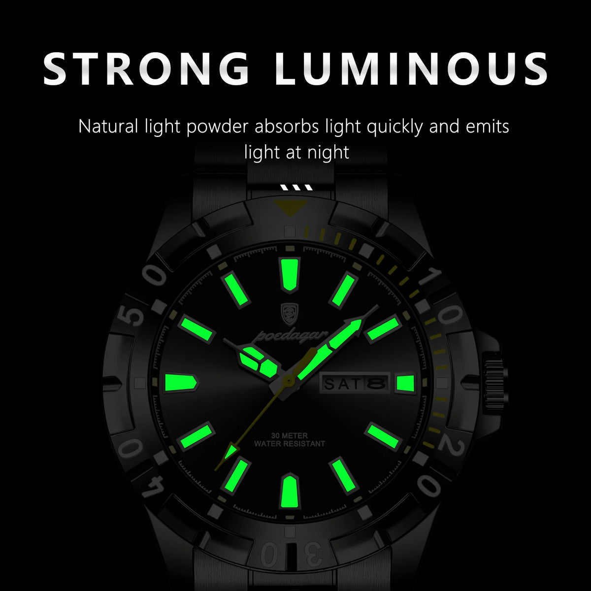Poedagar 959 Luxury Men's Watch Retro Business Stainless Steel Reloj Quartz Wristwatch Waterproof Luminous Date Watch for Men