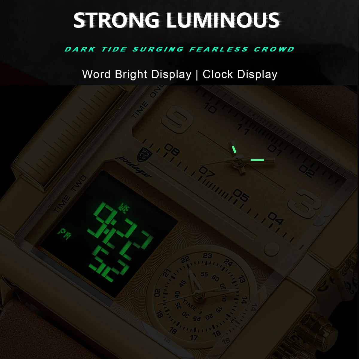 Poedagar Fashion Men Watches Waterproof Luminous Leather Quartz Watches Multifunctional Chronograph Watch for Men
