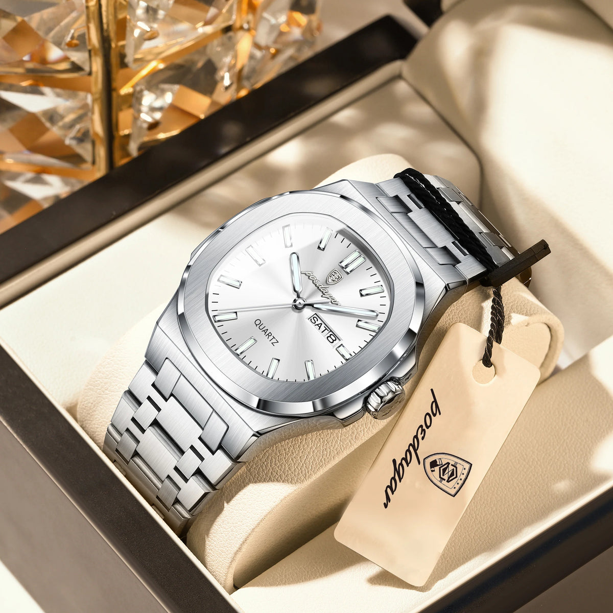 Poedagar 853 Luxury Mens Watch Waterproof Quartz Watches Classic Vintage Orologio Luminous Stainless Steel Watch for Men