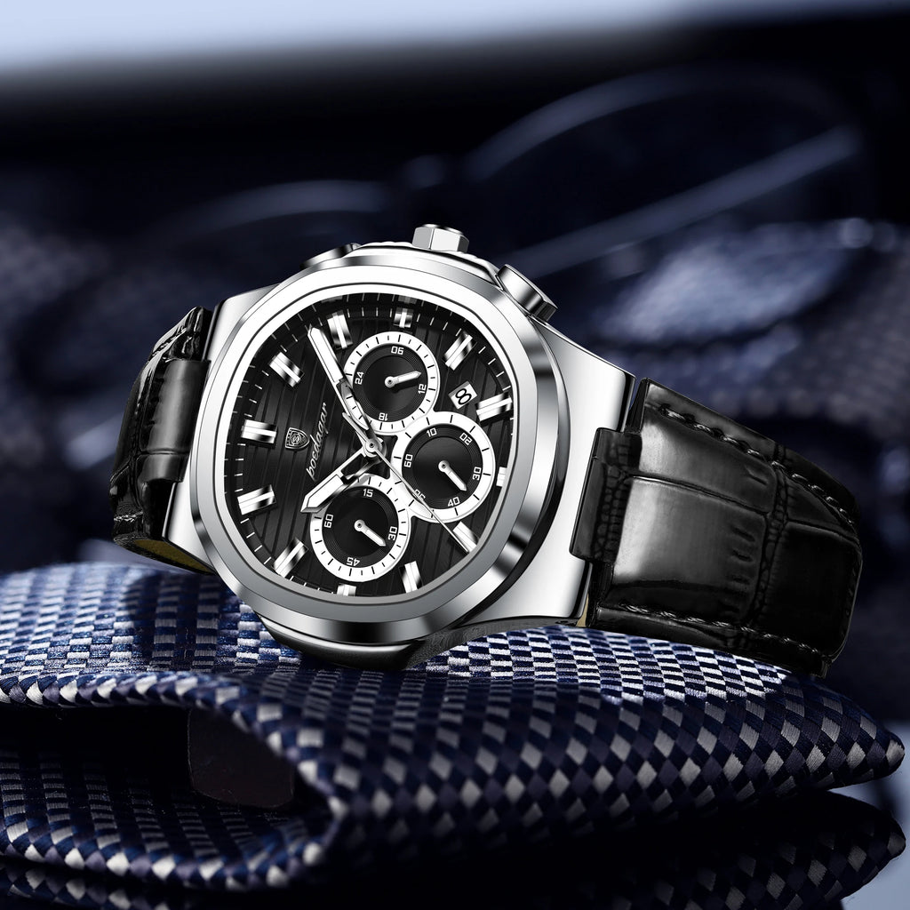 Poedagar 834 Luxury Mens Quartz Watch Waterproof Luminous Leather Strap Chronograph Relogio Masculino Wholesale Factory Direct