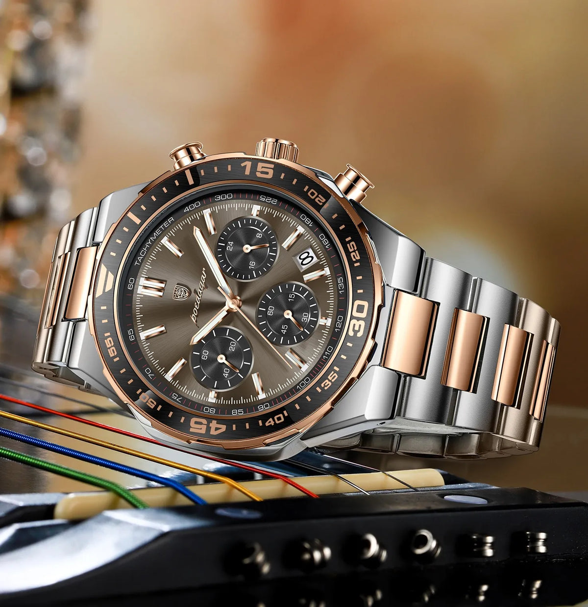 Poedagar 697 Men's Luxury Business Sport Chronograph Watch Tachymeter Luminous Date 3ATM Waterproof Steel Factory Wholesale
