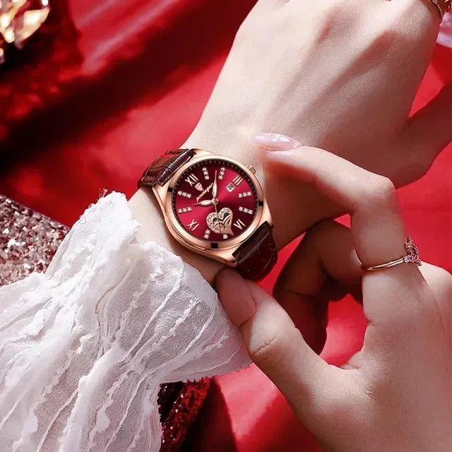 Poedagar New Trendy Watch Women With Diamond Quartz Watches Waterproof Luminous LadiesWristwatch Leather Watch for Women