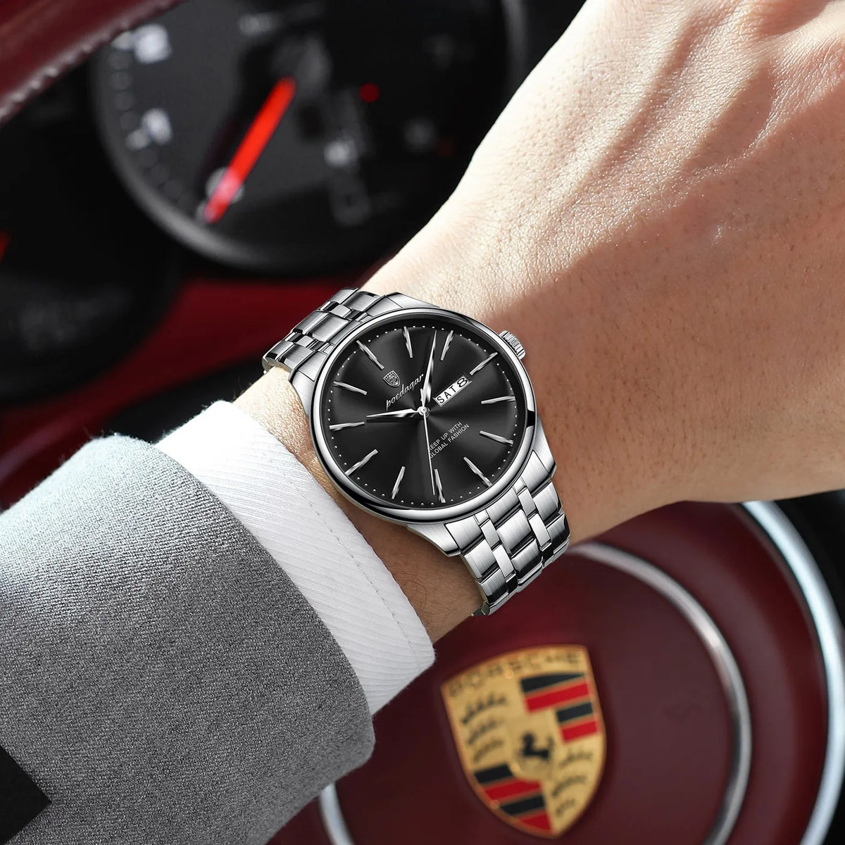 Poedagar 843 Men's Watch Factory Direct Wholesale Ready to Ship Luxury Business Casual Waterproof Calendar Quartz Wristwatch