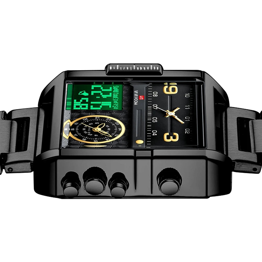 Va Va Voom Multi-Functional Square Dual Display Wristwatch