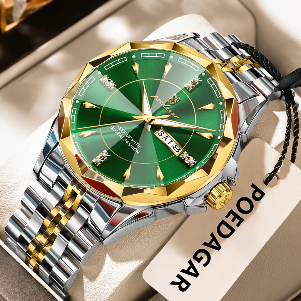 Poedagar 674 Luxury Men's Watch Business Stainless Steel Quartz Watches Montre Waterproof Luminous Calendar Wristwatch for Men
