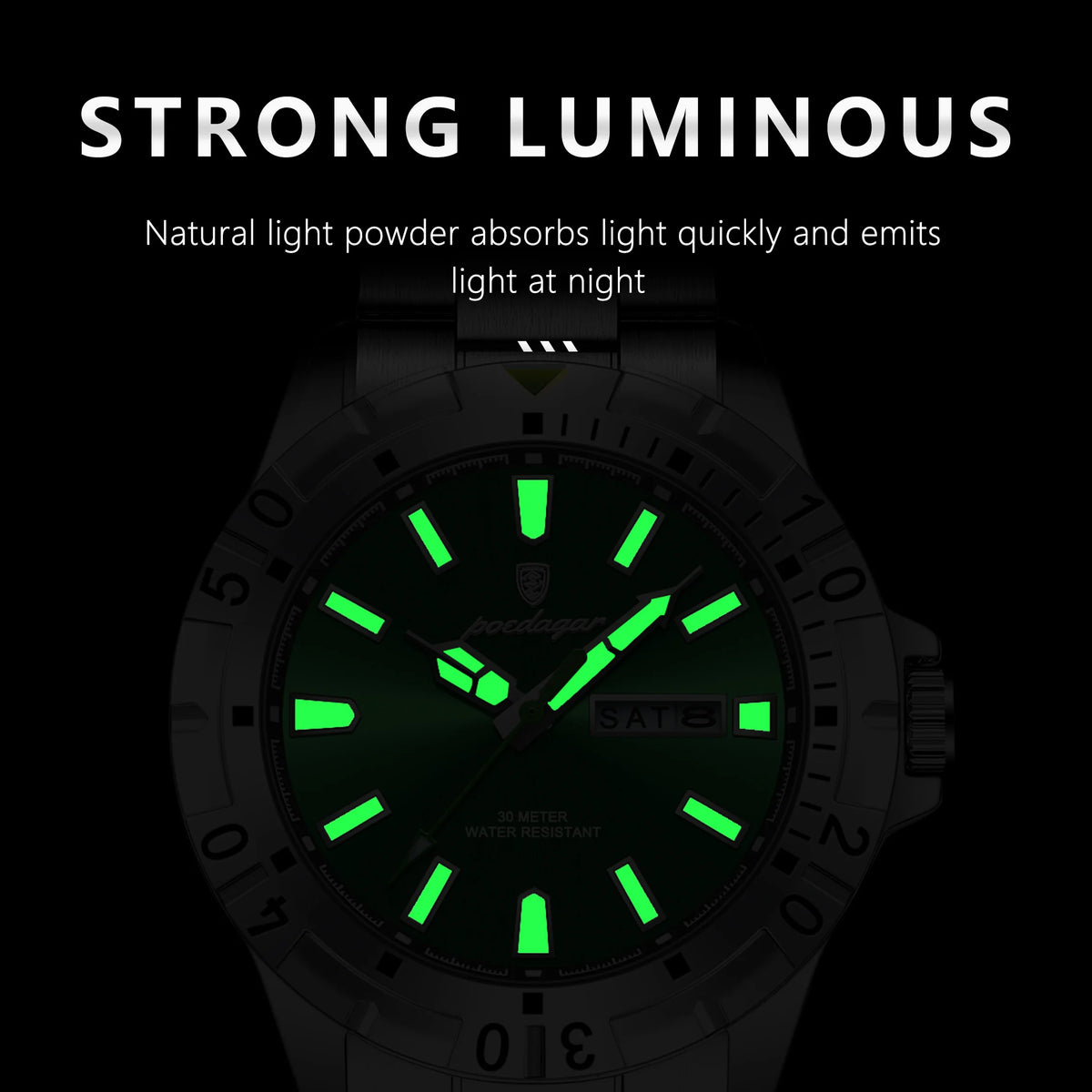 Poedagar 959 Men Watch Business Stainless Steel Luxury Quartz Wristwatch Montre Homme Waterproof Luminous Date Watch for Men