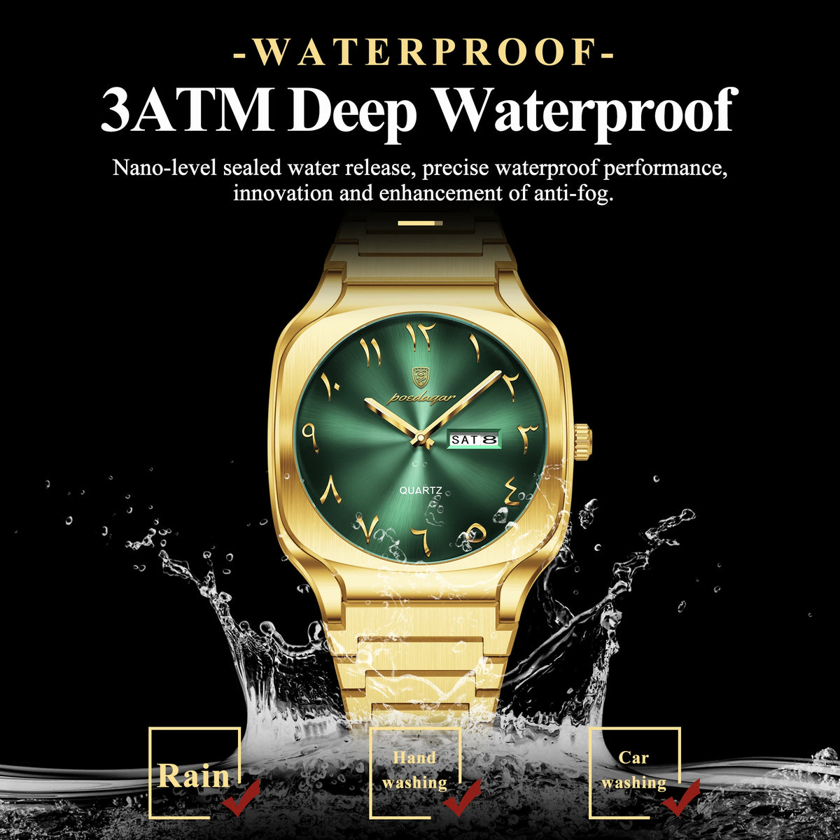 Poedagar 616 Luxury Men's Watch Arabic Dial Waterproof Quartz Watches Relogio Stainless Steel Business Wristwatch for Men