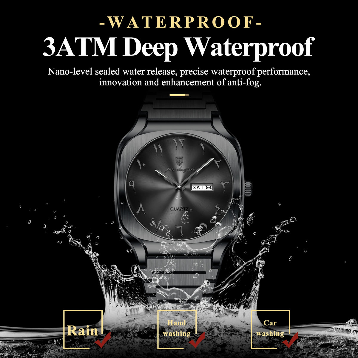 Poedagar 616 Luxury Men's Watch Arabic Dial Quartz Wristwatch Reloj Hombre Waterproof Stainless Steel Business Watch for Men