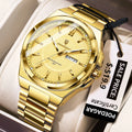 Poedagar 896 Luxury Mens Watch Full Gold Fashion Waterproof Luminous Stainless Steel Quartz Mens Gift Watch Montre Reloj Hombre