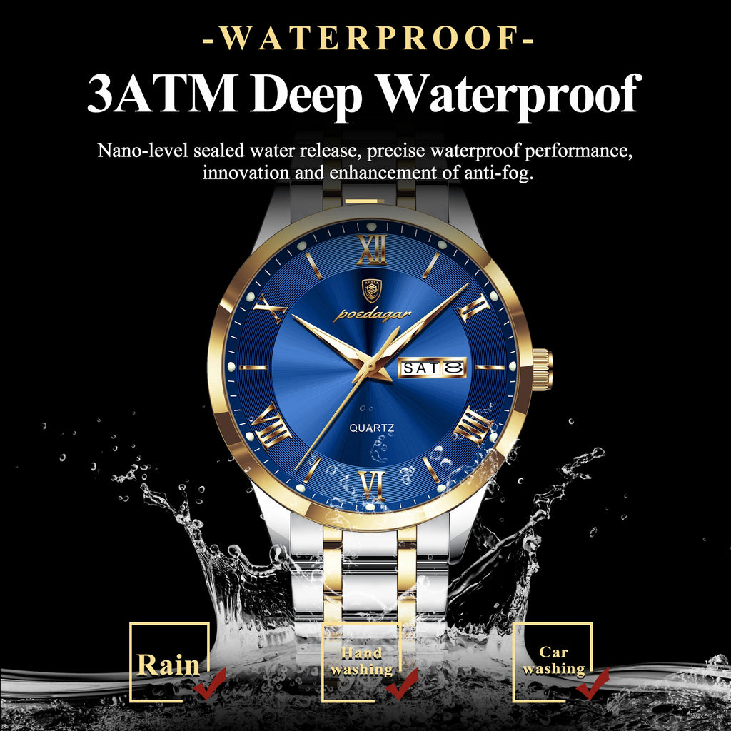 Poedagar 978 Luxury Men Watch Stainless Steel Luminous Date Business Waterproof Relojes Montre Quartz Wristwatch Wholesale Price