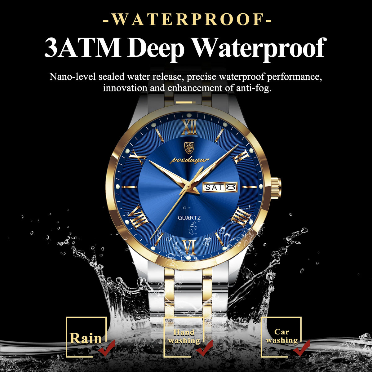 Poedagar 978 Luxury Men Watch Stainless Steel Luminous Date Business Waterproof Relojes Montre Quartz Wristwatch Wholesale Price