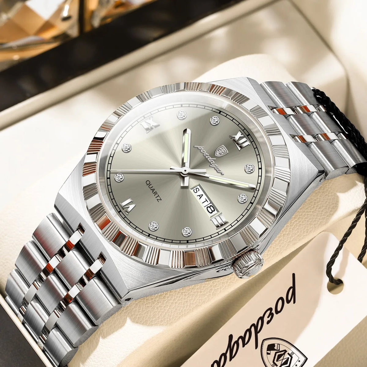 Poedagar 872 Luxury Men's Quartz Watches Business Week Date Waterproof Luminous Reloj Stainless Steel Casual Wristwatch for Men
