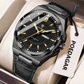 Poedagar 896 Men's Luxury Quartz Watch Sport Fashion Leather Montre Wristwatch Waterproof Luminous Calendar Week Reloj Hombre