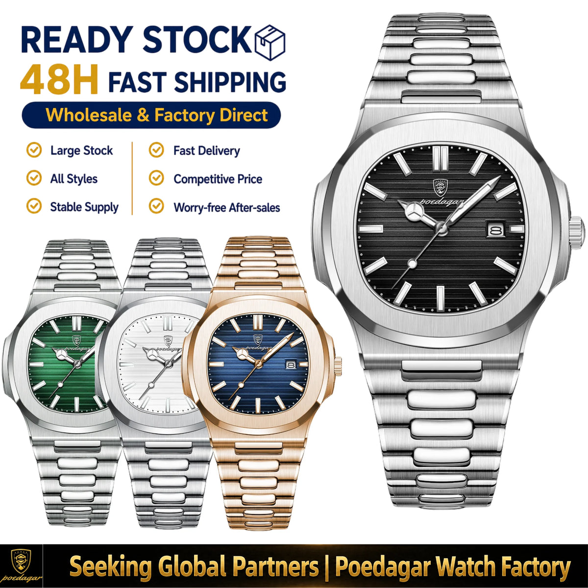 Poedagar 613 Men's Watch Hot Sale Montre Homme Business Quartz Watches Luxury Stainless Steel Waterproof Luminous Watch for Men