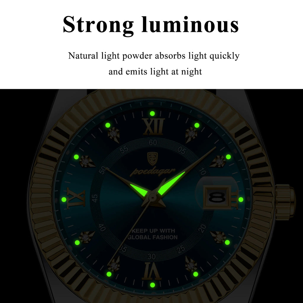 Poedagar 910 Sport Luxury Male Reloj Waterproof Luminous Date Men's Watches Stainless Steel Quartz Watch for Men