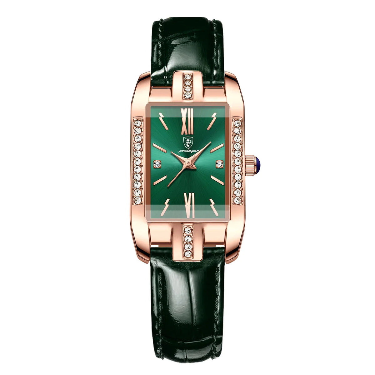 Poedagar Green square Ladies Watches Waterproof Watch Women Luxury Diamond Quartz Watches for Women