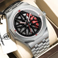 Poedagar 809 Trendy Men's Watch Unique Wheel Rotating Design Waterproof Luminous Stainless Steel Quartz Watches for Men Montres