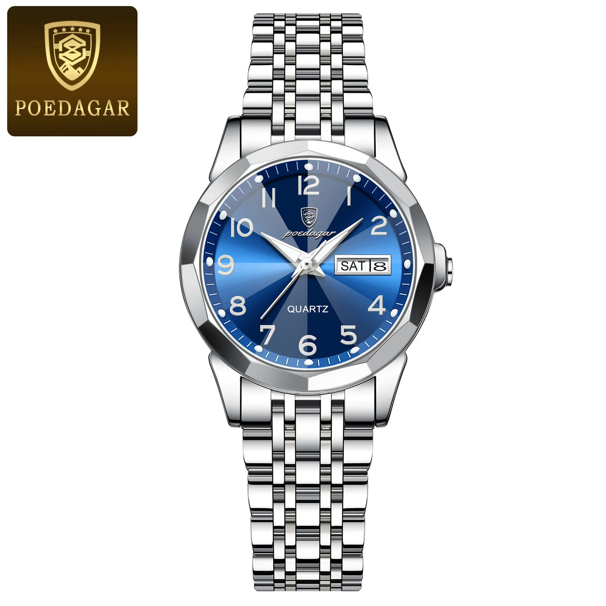 Poedagar 3078 Wholesale Stainless Steel Women Wrist Watch Luminous Waterproof Calendar Ladies Quartz Watches