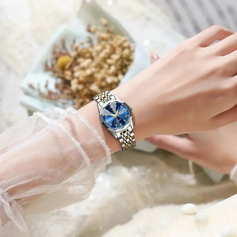 Poedagar 3078 Wholesale Stainless Steel Women Wrist Watch Luminous Waterproof Calendar Ladies Quartz Watches