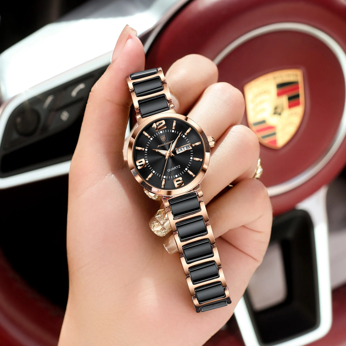 Poedagar 507 Luxury Women Watch 30M Waterproof Elegant Ceramic Strap Quartz Wristwatch Business Ladies Watch Factory Direct