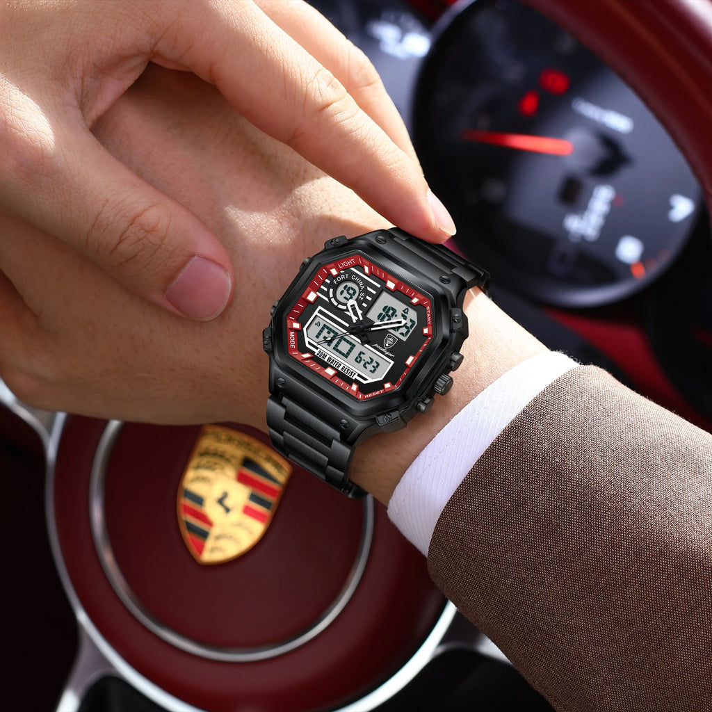 Watch for Men Poedagar 993 Sports Chronograph Men's Quartz Watches Luxury Dual Display Luminous Waterproof Watch Montre Homme