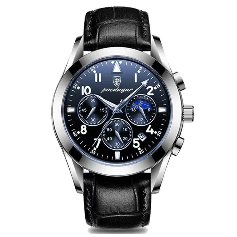Poedagar Fashion Men Watch Waterproof Luminous Quartz Watches Calendar Stainless Stain Wrist Watch for Men