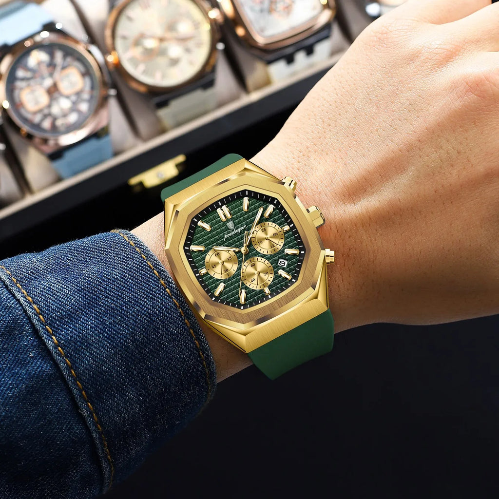 Poedagar 893 Luxury Men's Chronograph Watch Sports Silicone Strap Quartz Watch Montre Waterproof Luminous Wristwatch for Men