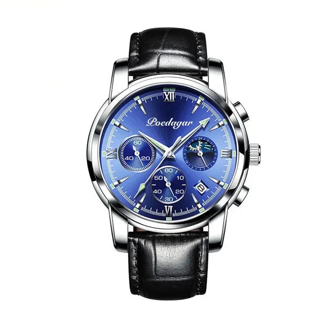 Poedaga Top High Quality Sport Watch for Men WaterproofStainless Steel Fashion Men Wrist Luminous Date Quartz Watches