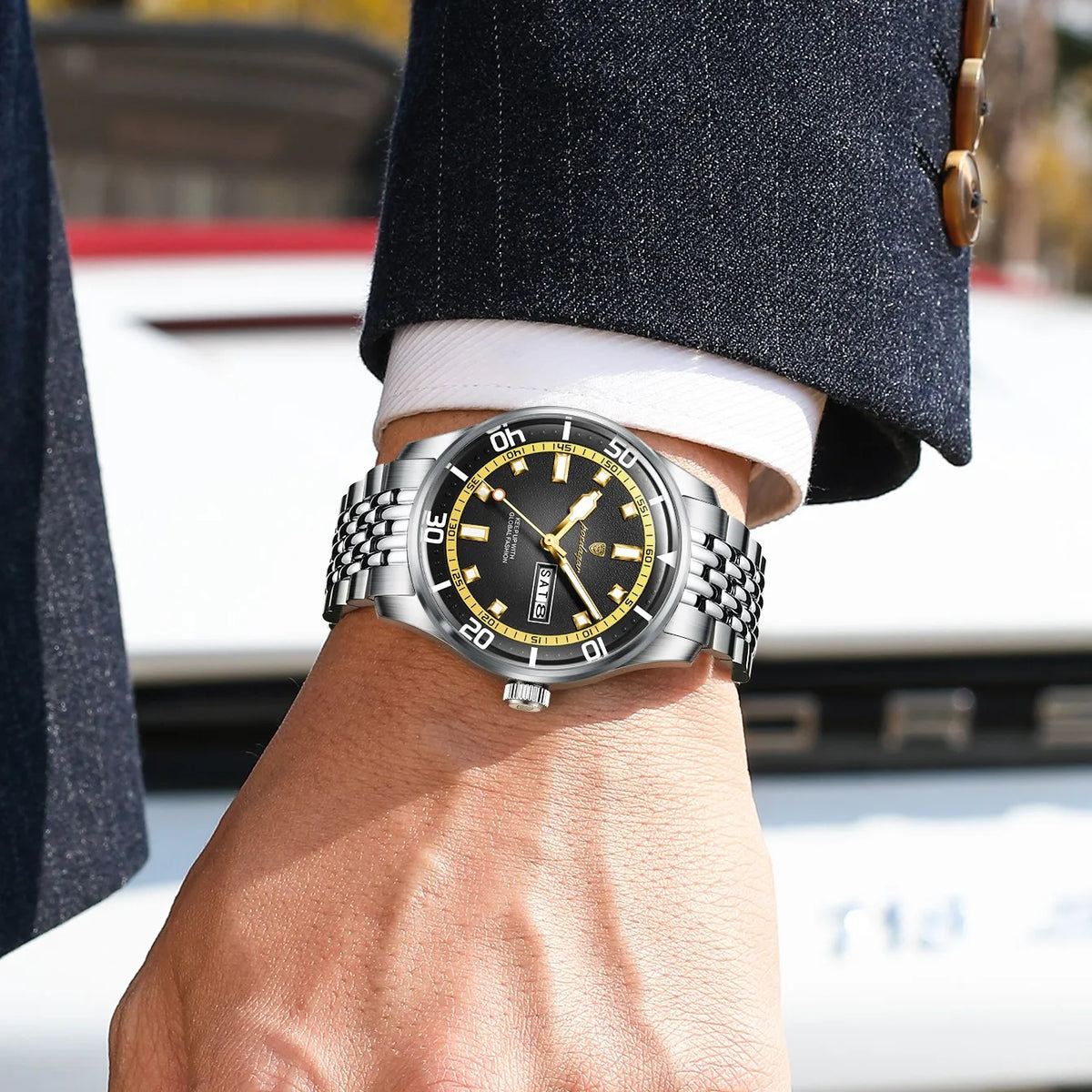 Poedagar 609 Men's Watches Luxury High Quality Waterproof Quartz Watch Montre Luminous Stainless Steel Date Wristwatch for Men