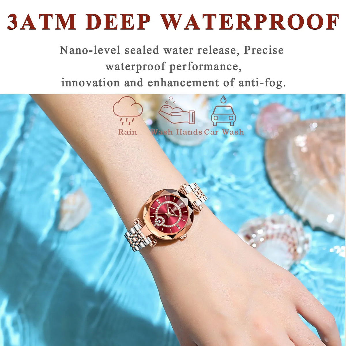 Poedagar 726 High Quality Diamond Ladies Quartz Watch Waterproof Date Stainless Steel Women Watch