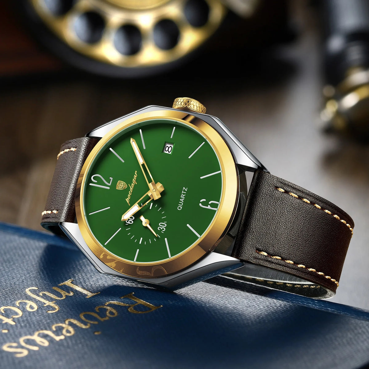 Poedagar 689 Luxury Mens Watch Geometric Dial Waterproof Leather Strap Quartz Watches Casual Wristwatch Wholesale Ready to Ship