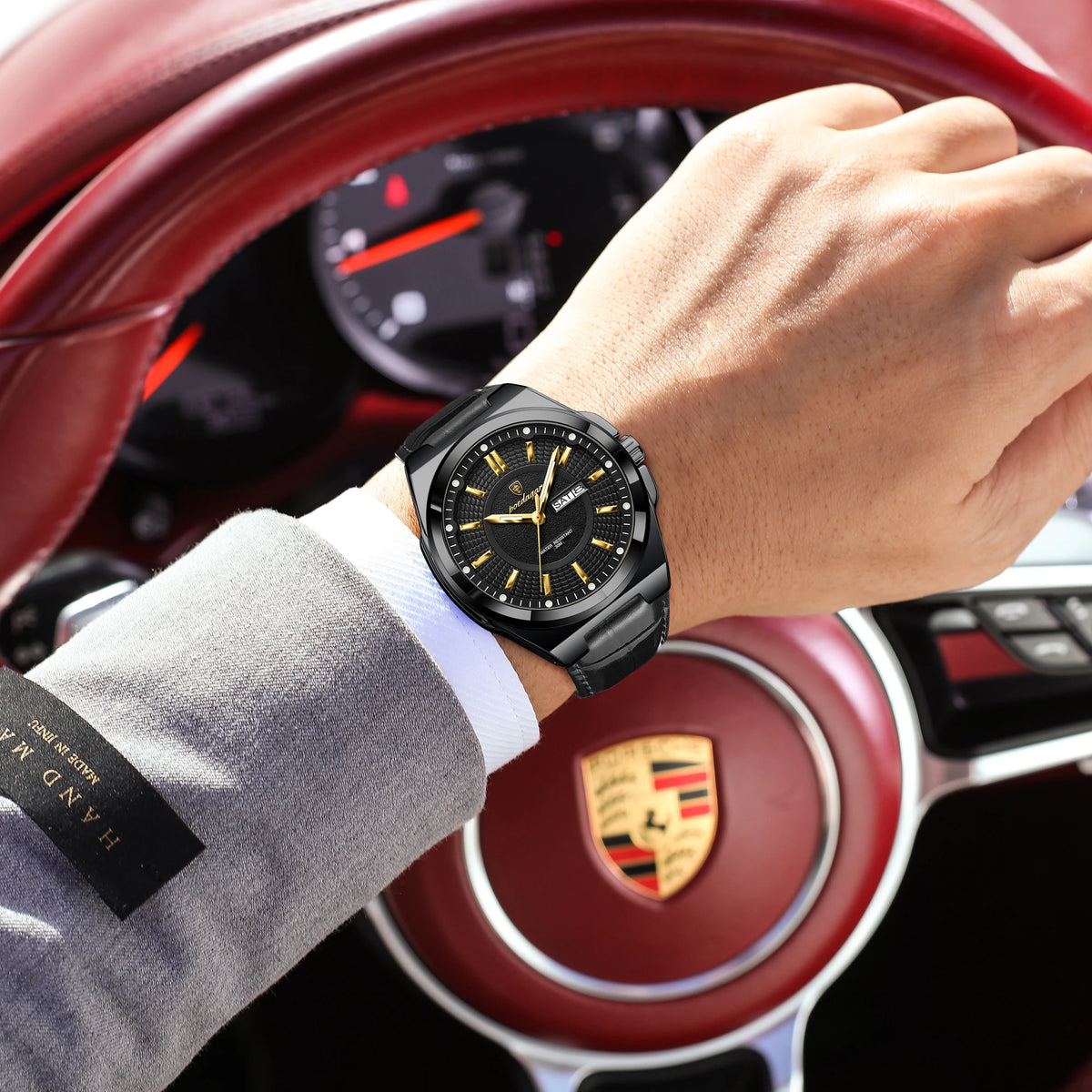 Poedagar 896 Men's Luxury Quartz Watch Sport Fashion Leather Montre Wristwatch Waterproof Luminous Calendar Week Reloj Hombre