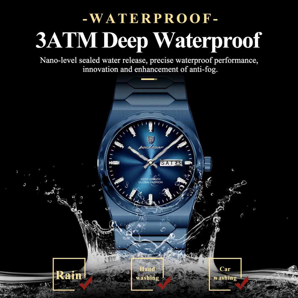 Poedagar 847 Men's Watch Business Stainless Steel Strap Quartz Watches Date Waterproof Wristwatch Montre Reloj Ready to Ship