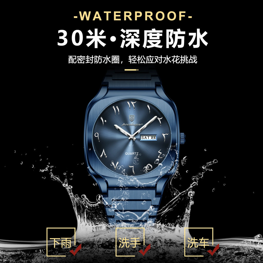 Poedagar 616 Men's Watch Luxury Eastern Arabic Dial Quartz Wristwatch Montre Waterproof Stainless Steel Business Watch for Men