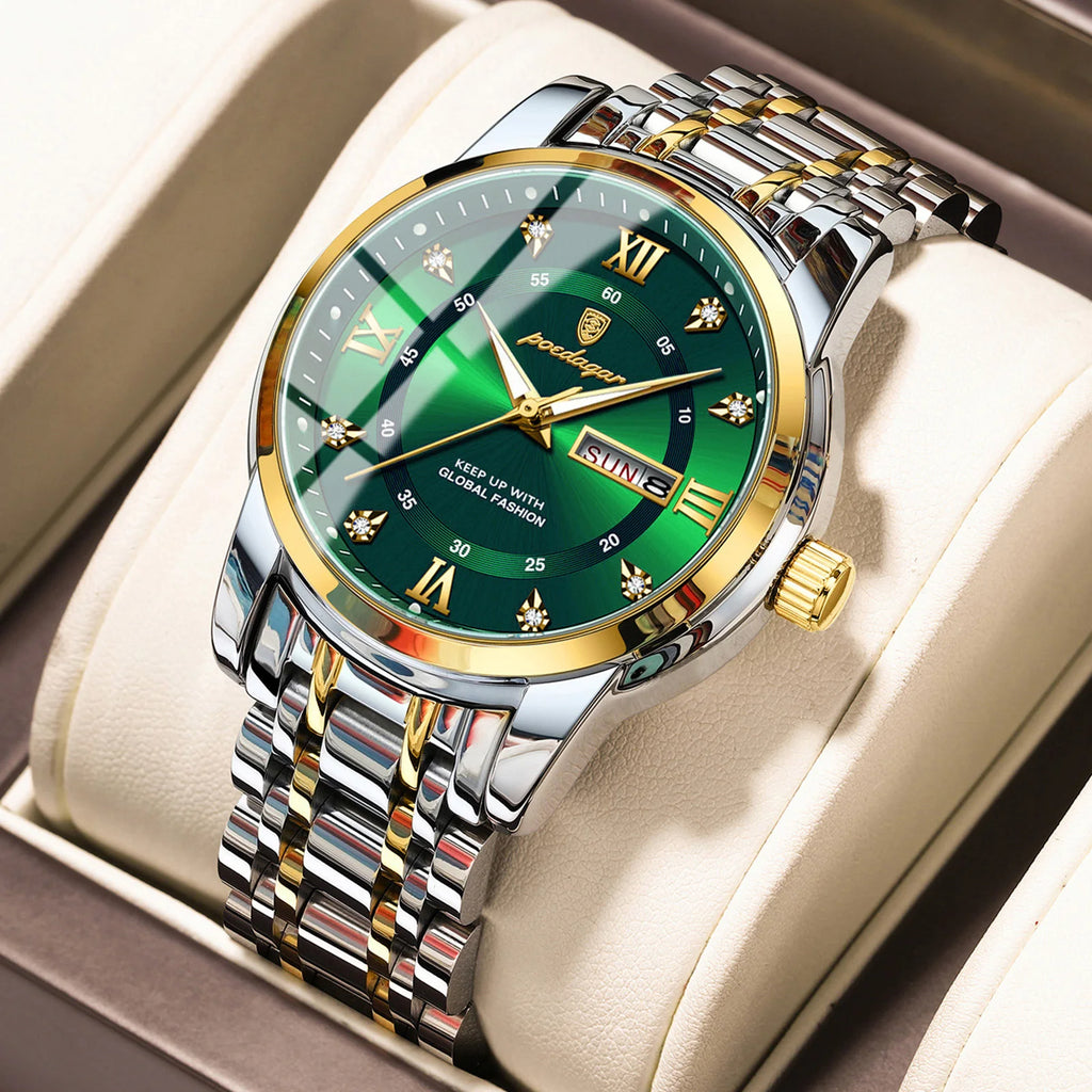Poedagar 936 Luxury Men's Watch Sport Fashion Charm Wristwatch Stainless Steel Quartz Watch for Men Waterproof Luminous Montre