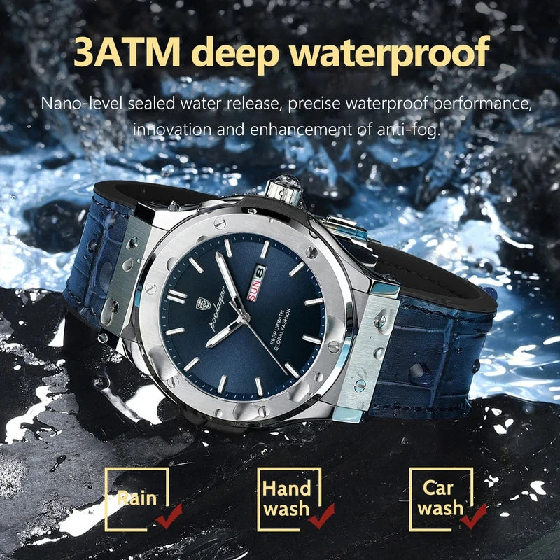 Poedagar Luxury Quartz Men's Watch Date Week Waterproof Luminous Quartz Watches Sports Silicone Strap Watch for Men