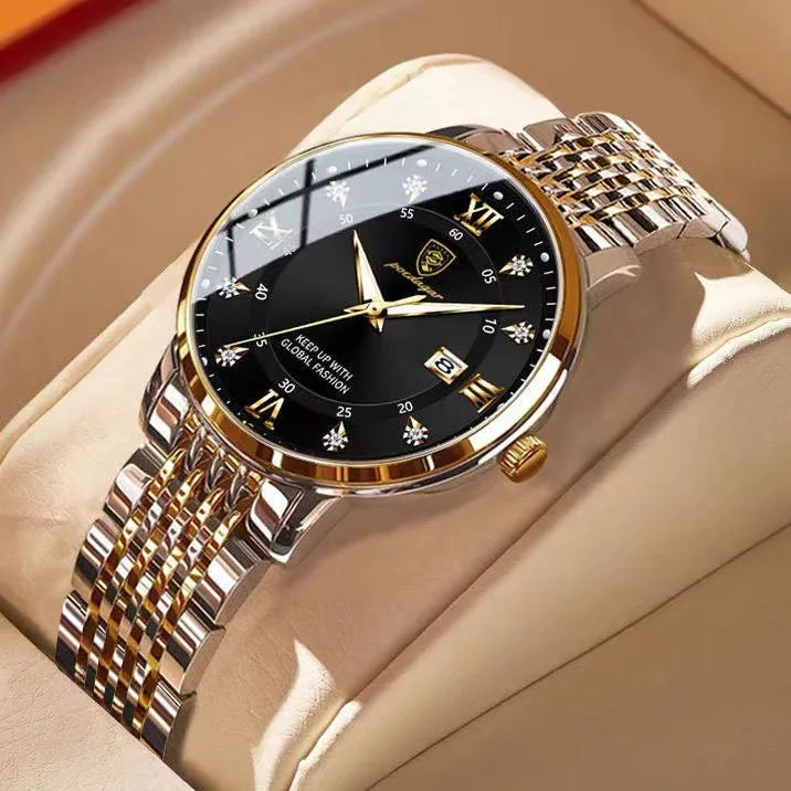 Poedagar Watch for Womens FashionLuxury Stainless Steel Watches Diamond Luminous Quartz Ladies Wristwatch Waterproof Calendar