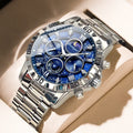 Poedagar New Fashion Mens Watches Stainless Steel Chronograph Quartz Wristwatch Waterproof Luminous Watch for Men