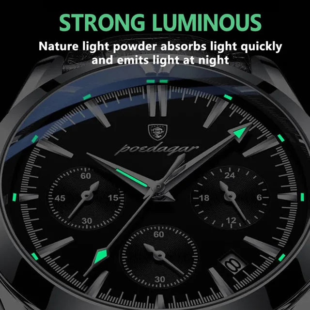 Poedagar New Fashion Men Watch Luminous Waterproof Quartz Watches Luxury Stainless Steel Man Wrist with Date Watch for Men