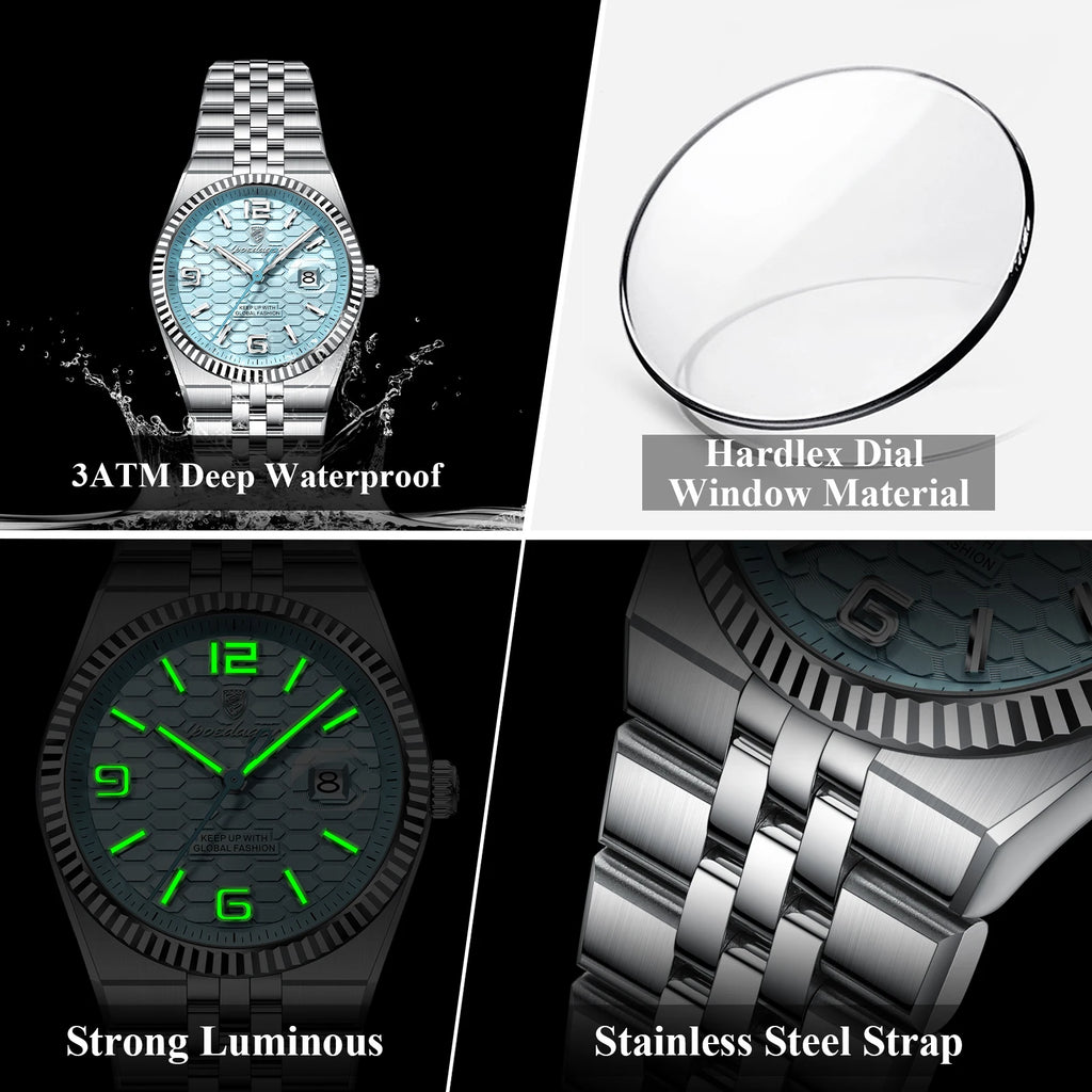 Poedagar High Quality Stainless Steel Quartz Watch Luxury Waterproof Luminous Lady's Wristwatch