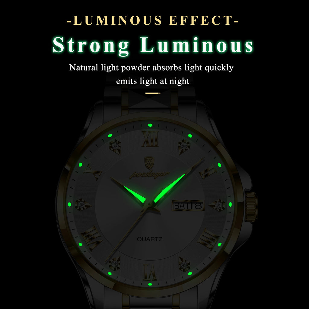 Poedagar 883 Men's Quartz Watches High Quality Relojes Stainless Steel Original Watch Waterproof Luminous Wristwatch for Men